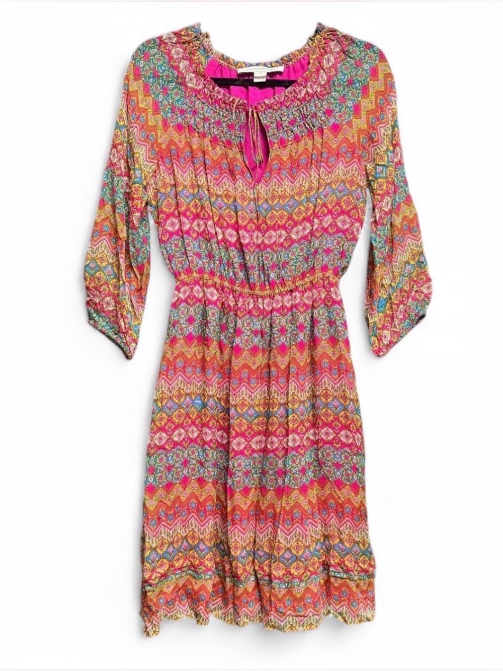 Diane Von Furstenberg Pink Multi-Color Printed Midi Dress - Picture 3 of 5